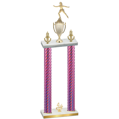 Double Pink Carbon Fiber Fourth Place Skater Trophy