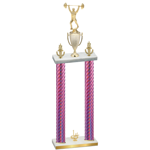 Double Pink Carbon Fiber First Place Weights Trophy