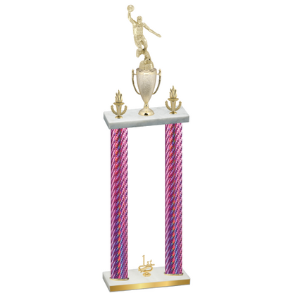 Double Pink Carbon Fiber First Place Basketball Trophy