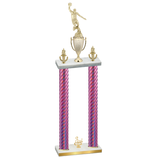 Double Pink Carbon Fiber Third Place Basketball Trophy