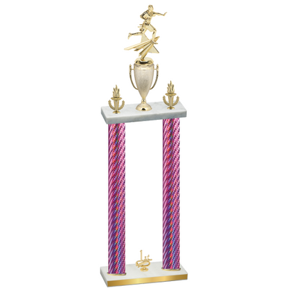 Double Pink Carbon Fiber First Place Flag Football Trophy
