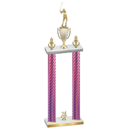 Double Pink Carbon Fiber Year Golf Trophy
