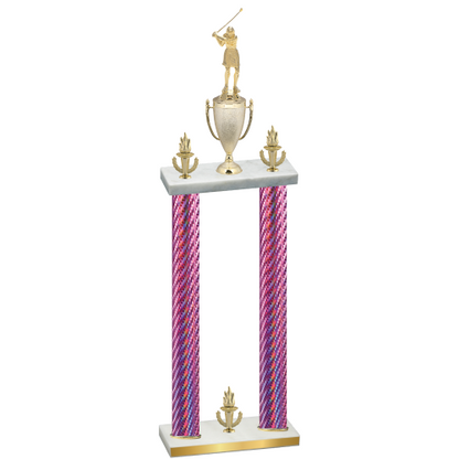 Double Pink Carbon Fiber Victory Golf Trophy
