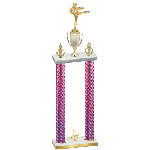 Double Pink Carbon Fiber Second Place Karate Trophy