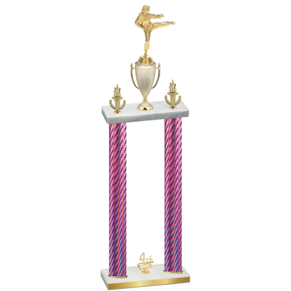 Double Pink Carbon Fiber Fourth Place Karate Trophy