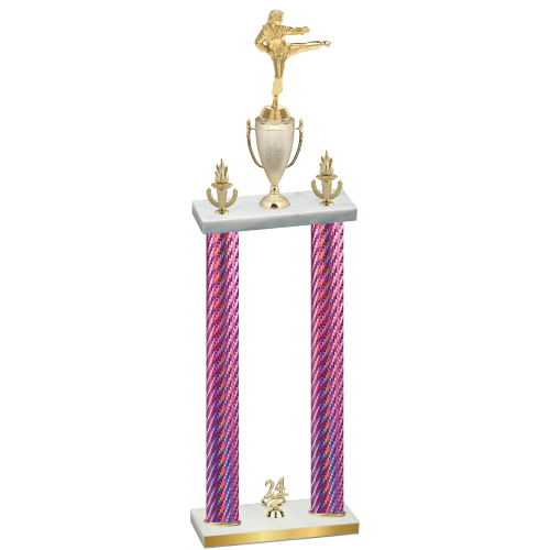 Double Pink Carbon Fiber Year Karate Trophy