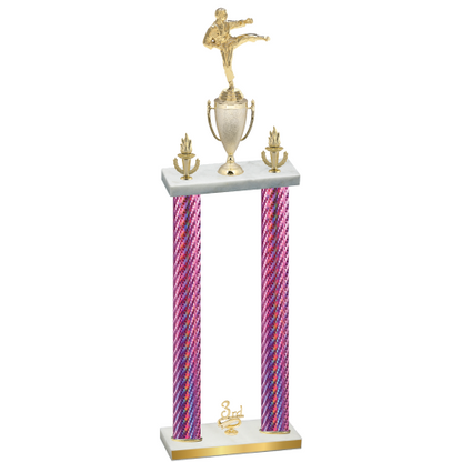 Double Pink Carbon Fiber Third Place Karate Trophy