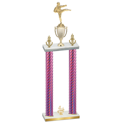 Double Pink Carbon Fiber Fourth Place Karate Trophy