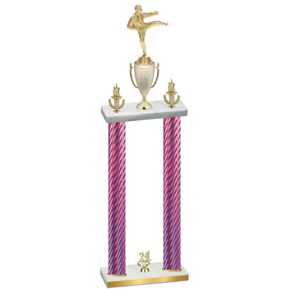 Double Pink Carbon Fiber Year Karate Trophy