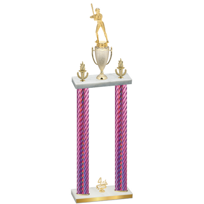 Double Pink Carbon Fiber Fourth Place Softball Trophy