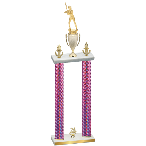 Double Pink Carbon Fiber Year Softball Trophy