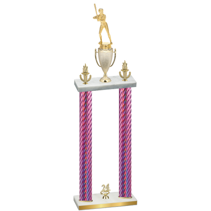 Double Pink Carbon Fiber Year Softball Trophy