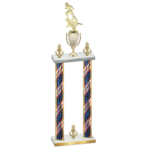 Double Flag USA Victory Football Trophy