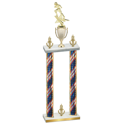 Double Flag USA Victory Football Trophy