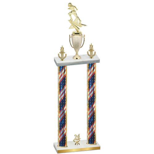 Double Flag USA Year Football Trophy