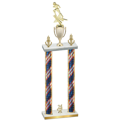 Double Flag USA Year Football Trophy