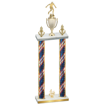 Double Flag USA Fourth Place Soccer Trophy