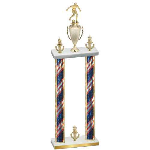 Double Flag USA Victory Soccer Trophy