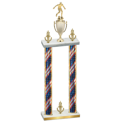 Double Flag USA Victory Soccer Trophy