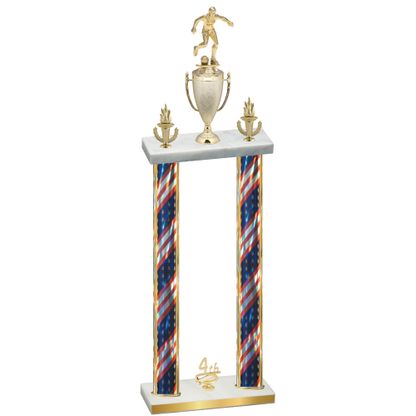 Double Flag USA Fourth Place Soccer Trophy