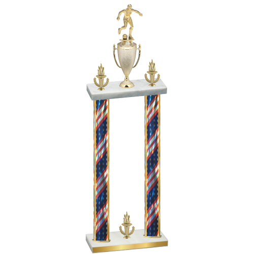 Double Flag USA Victory Soccer Trophy