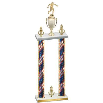 Double Flag USA Victory Soccer Trophy