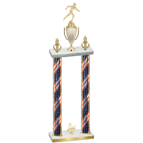 Double Flag USA Third Place Running Trophy