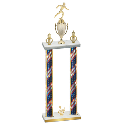 Double Flag USA Third Place Running Trophy