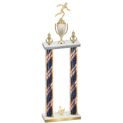 Double Flag USA Third Place Running Trophy
