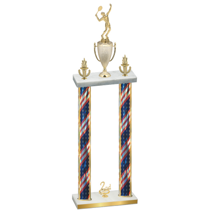 Double Flag USA Second Place Tennis Trophy