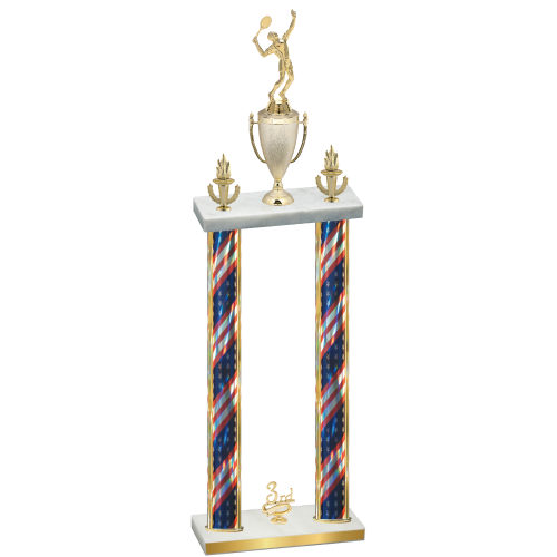 Double Flag USA Third Place Tennis Trophy