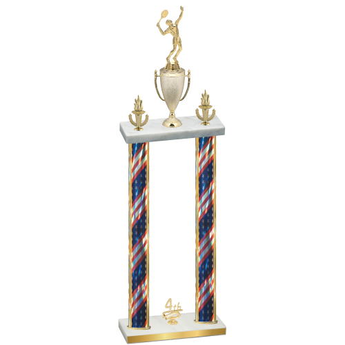 Double Flag USA Fourth Place Tennis Trophy