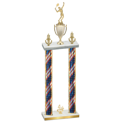 Double Flag USA Fourth Place Tennis Trophy