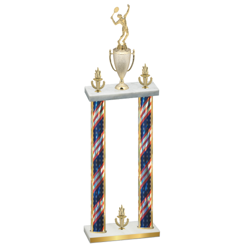 Double Flag USA Victory Tennis Trophy
