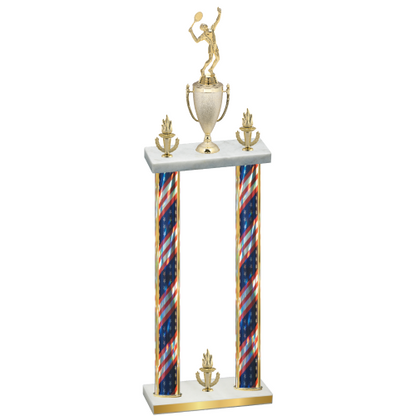 Double Flag USA Victory Tennis Trophy