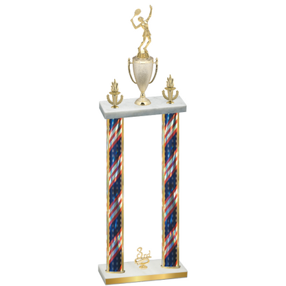 Double Flag USA Third Place Tennis Trophy