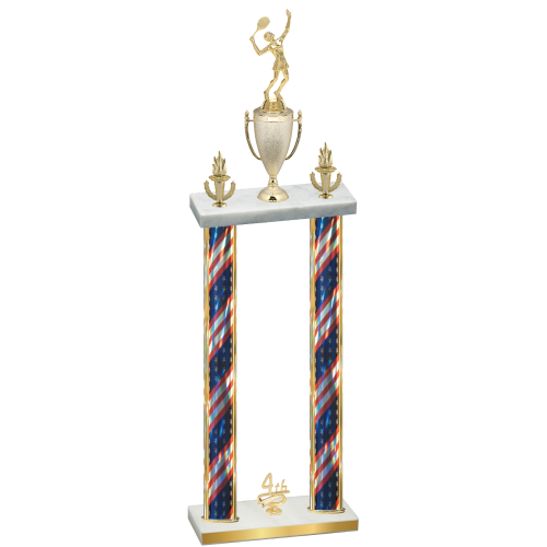 Double Flag USA Fourth Place Tennis Trophy