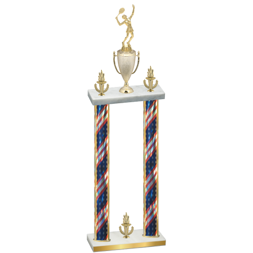 Double Flag USA Victory Tennis Trophy