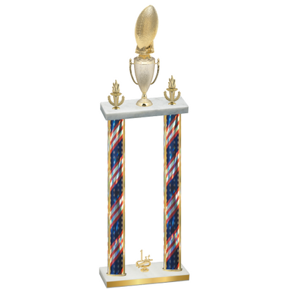 Double Flag USA First Place Football Trophy