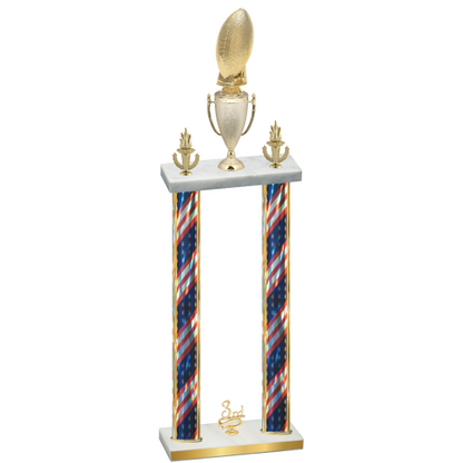 Double Flag USA Third Place Football Trophy
