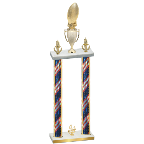 Double Flag USA Fourth Place Football Trophy