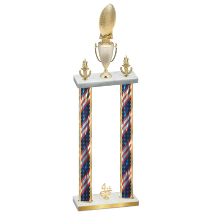 Double Flag USA Fourth Place Football Trophy