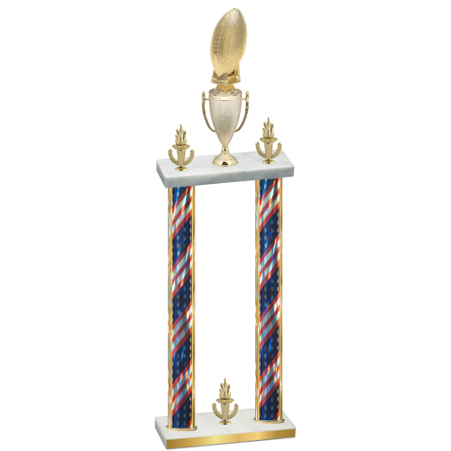 Double Flag USA Victory Football Trophy