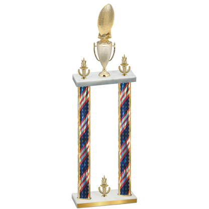 Double Flag USA Victory Football Trophy