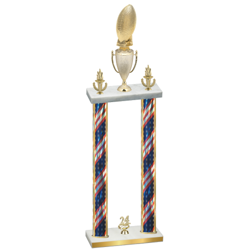 Double Flag USA Year Football Trophy