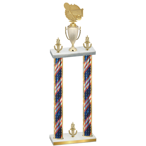 Double Flag USA Victory Tennis Trophy