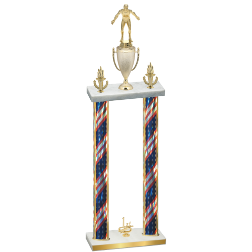 Double Flag USA First Place Wrestling Trophy
