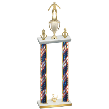 Double Flag USA Second Place Wrestling Trophy