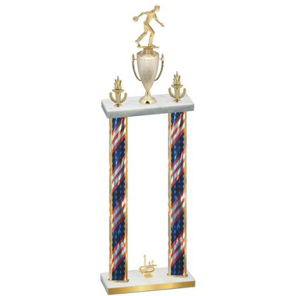 Double Flag USA First Place Bowling Trophy