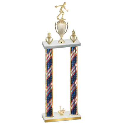 Double Flag USA First Place Bowling Trophy